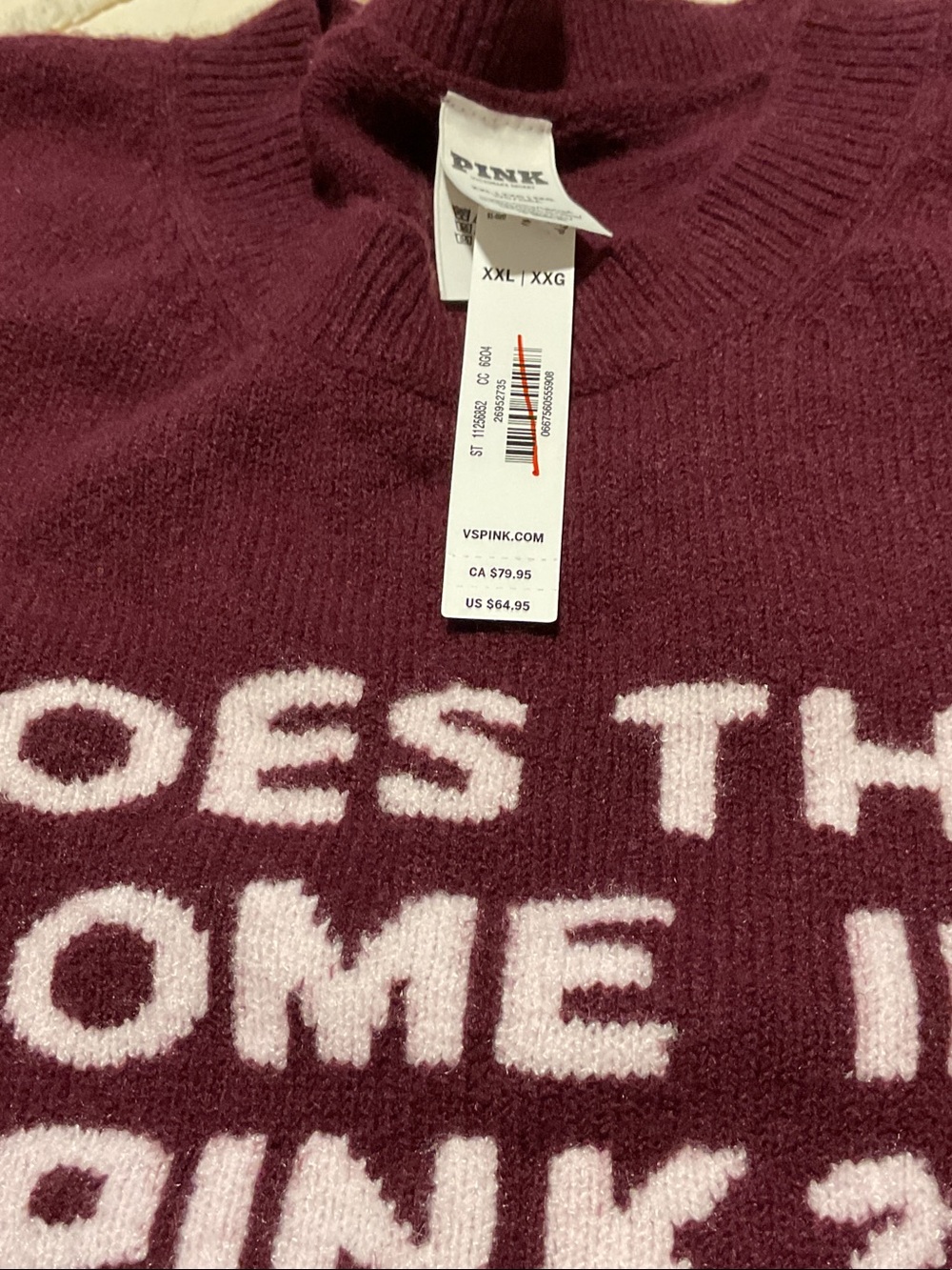 PINK Victoria's Secret Maroon Crewneck Sweater with White Script - Picture 4 of 6